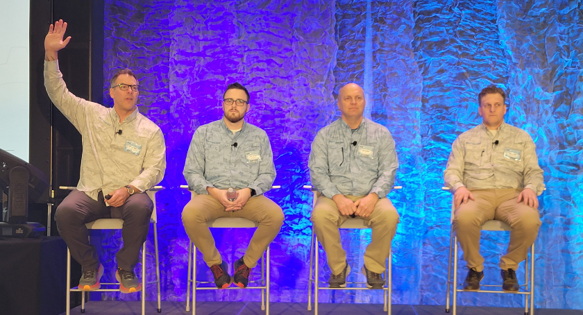 Jon Adsem (L) hosts a panel with Mike Schehr, Joel Oakes, and Todd Kruse.