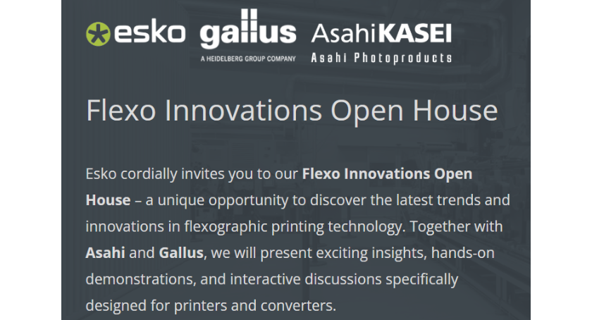 Esko, Gallus, and Asahi Photoproducts to host Flexo Innovations Open House