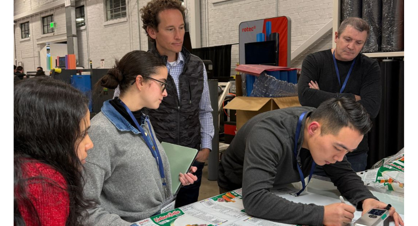 Students learn about the importance of detail in flexographic printing.