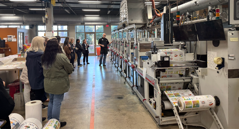 Attendees received live press demos at Clemson's Sonoco Institute of Packaging Design and Graphics.